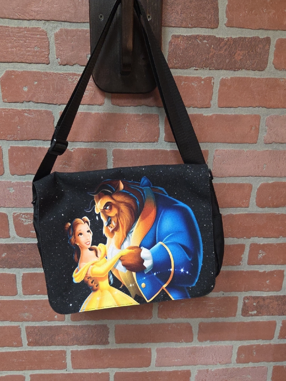 Belle & Beast Printed Black Messenger Bag